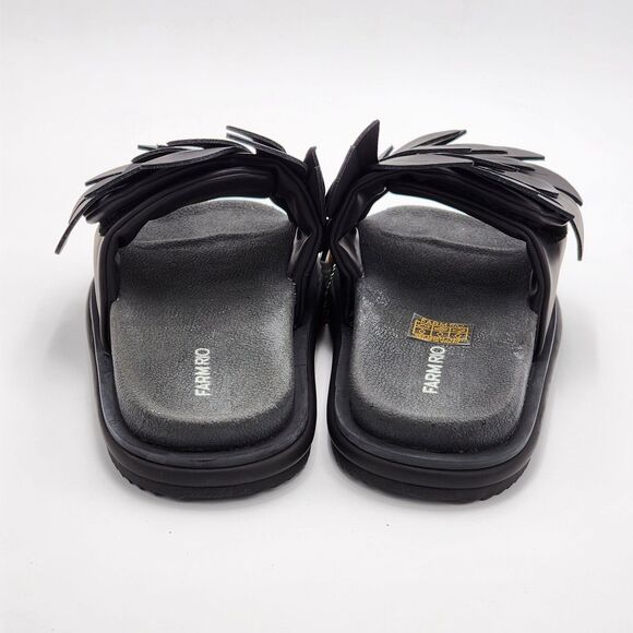 Farm Rio Monstera Leaf Anatomic Slide Sandals Black Size 7 NWT - Picture 6 of 9